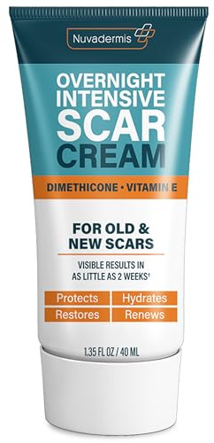 NUVADERMIS Overnight Intensive Scar Cream with Retinol, Allantoin, Vitamin E, Betaine – 1.35 Fl Oz PM Scar Cream Treatment for C-Sections, Keloids & Post-Surgery Care