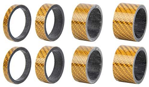 Yctze Juego de Arandelas de Vástago Carbonork Risercersorkcersiberset/Ajuste de 10/15/20 Mm Setorrontork Espaciador -Peso y - Compatible con Stemcerssetcer (Gold)