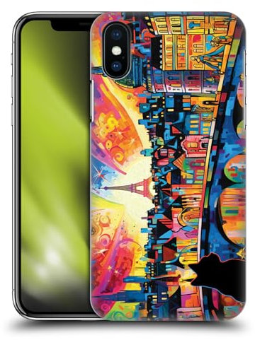 Head Case Designs Offizielle Michael David Ward Mitternachtskatze in Paris Psychedelische Kunst Harte Rueckseiten Handyhülle Hülle Huelle kompatibel mit Apple iPhone X/iPhone XS