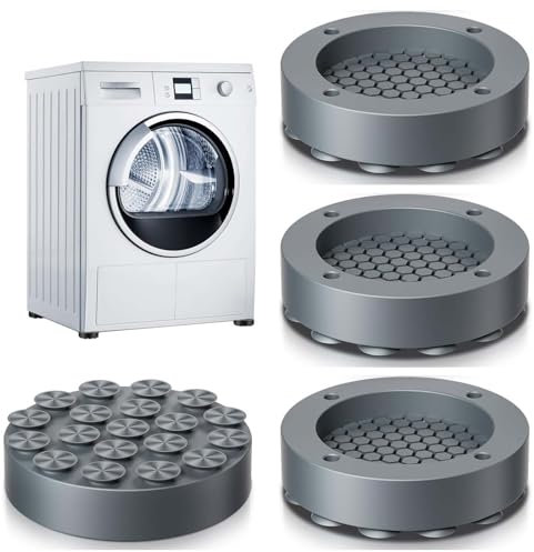 VIDSTW 4 Pièces Tapis Anti Vibration Machine a Laver Tapis Machine à Laver Anti Vibration Support Machine a Laver Patin Anti Vibration Machine à Laver pour Lave-Linge Réfrigérateur (Gris)