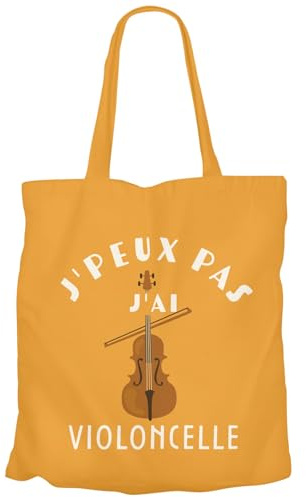 Fabulous Tote Bag Sac Shopping en Toile Orange - J'Peux Pas J'ai Violoncelle Orchestre Musique Classique - 10 L