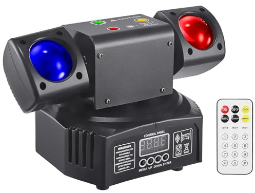 Mini-LED-Moving-Head-Effektlichter, Doppelkopf, RGB-Farbe 3535 Perlen, 10-W-Stroboskopperlen, DMX512-Signalsteuerung, Tonaktivierung