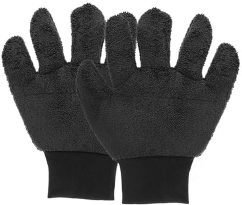 FELTECHELECTR Finger Microfaser Auto-waschhandschuhe Schwarz Dicke Korallenvlies Reinigungshandschuhe Doppelseitige Kratzfreie Autopflege Handschuhe Hochsaugfähig Komfortabel Einsetzbar