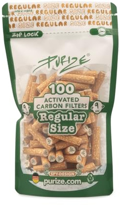 PURIZE Filtro ai carboni attivi da 9 mm, dimensioni regolari, con tubo joint e 1/5 adesivi, quantità e colore a scelta (50 x 420 x) (SPY, 100)