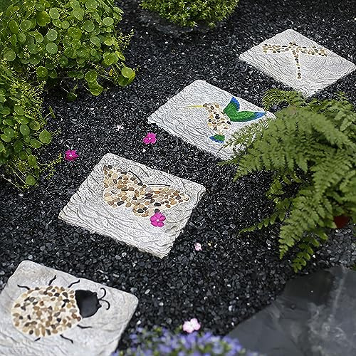 Pevfeciy Trittsteine für Garten 4 Stück Gehwegplatten für den Außenbereich Trittplatte aus Beton Stein Gartenplatte je Ø 28 cm,Dicke 2.5cm,rutschfest,2.8kg,E