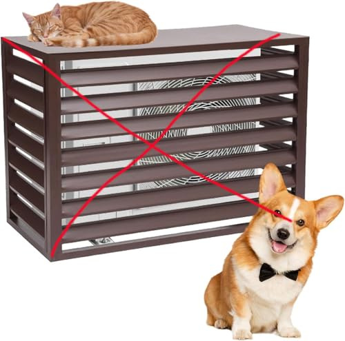 LKPMGOA Cache Climatiseur Exterieur Aluminium, Cache Pompe a Chaleur Extérieur, Antivol, Réduction du Bruit, pour Un Jardin Bien Rangé(Brown,100cm)