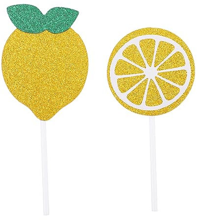 MAGICLULU 2 Ensembles Décorations De Gâteau Citron Garnitures De Cupcake Thème Anniversaire De Modèles Amusants Décorations Éclatantes Pièces * 2