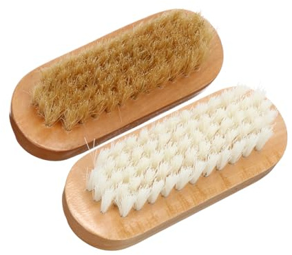 GALPADA Brosse Nettoyante pour Ongles Recto Verso en Bois, Poils de Porc et PP, Outil de Manucure 2 Pièces pour Nettoyer Ongles