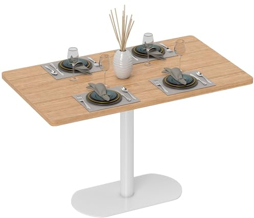 HOMCOM Rechteckiger Esstisch für 6 Personen, 120 x 70 x 75 cm, Küchentisch mit Gestell und dicker Tischplatte, skandinavischer Stil, Eiche, weiß