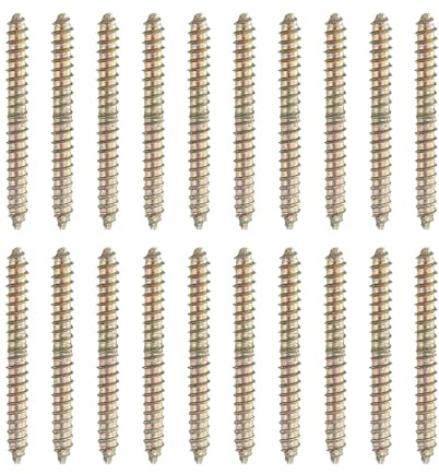 QUARKZMAN 20 Pcs Vis Double Extrémités, M4 x 40 mm Boulons à Suspendre Acier au Carbone, Vis Auto-Taraudeuses pour Meubles Bois Joints, Couleur Zinc