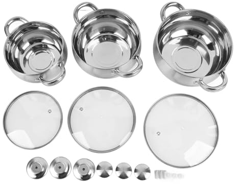 WAHEWUD Set di pentole, pentola per zuppe in acciaio inossidabile con impugnatura comoda, fondo spesso e rivestimento antiaderente ideale per la cucina di tutti i giorni