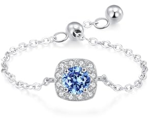 Ayoiow Vorsteckring Weißgold für Damen, Topas und Diamanten Erschaffen Halo Trauringe Weißgold 585 Echte, 14 Karat Größe 57 (18.1)