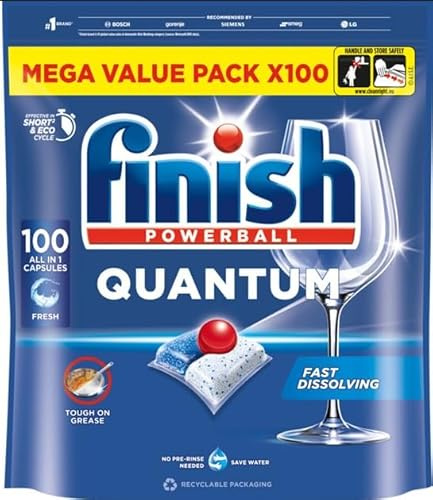 Finish Quantum All-in-1 Regular Vaatwastabletten, 100 Stück, Spülmaschinentabs