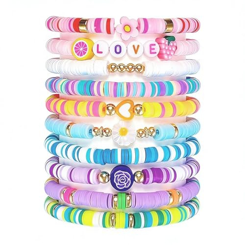 VOOSFSIE 10 Pulseras Niños de Arcoíris, Pulseras de Amistad para Niños, Detalles Cumpleaños Niños Infantil, Pack Regalos Sorpresas Guardería Colegio Primaria Piñata