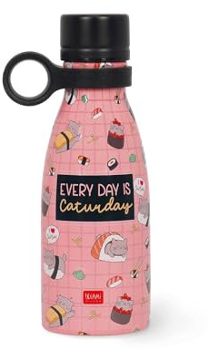 Legami - Vacuum Bottle Hot & Cold Mini, Sushi Cat, Borraccia Termica leggera e resistente, Chiusura Ermetica, Manico in Silicone removibile, in Accaio Inox, Capacità 300 ml