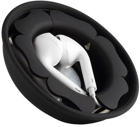 Earbud Holder Case Earphone Organizer Storage, MAIRUI Headphone Cable Management Cord Wrap Keeper Silicone Magnetic Tangle Free Winder (Black)