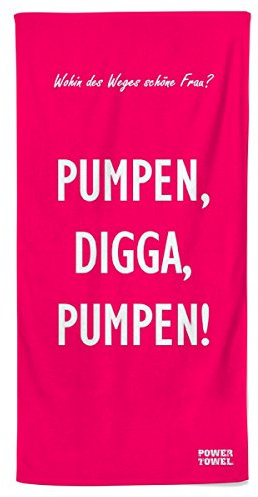 Power Towel das Coole Fitness & Sport-Handtuch mit Einer Botschaft| Verschiedene Motivations-Quotes| Größe 50 cm x 100 cm | POWERTOWEL Handtuch ohne Mikrofaser (PUMPEN Digga - PINK)