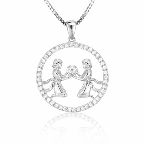 PAVELS Shine Kollektion Sternzeichen Halskette Silber – 12 Tierkreiszeichen Anhänger mit Konstellation – Astrologie Schmuck Geschenk für Damen