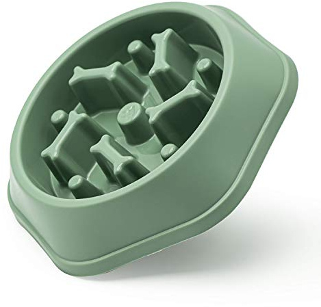 Dog Bowl Slow Feeder Dog Bowl Bloat Stop Dog Food Bowl Interactive Puzzle Healthy Eating Bowl (Green)