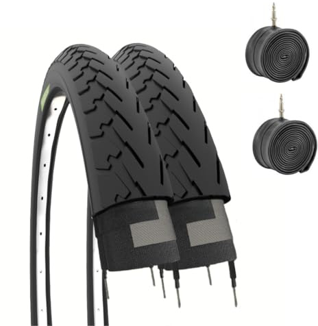 ECOVELO' 2 COPERTONI NERI 700 X 32C + CAMERE D'ARIA PER BICICLETTA BICI CITY BIKE TREKKING 28 X 1 5/8 X 1 1/4 (32-622)