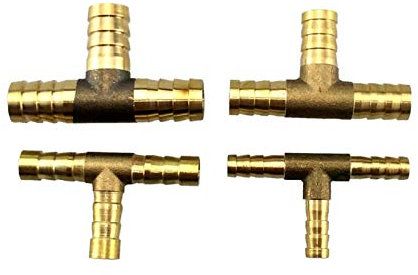 Tuanie Lnanqing-schlauchverbinder Messing T Typ Schlauchverbinder für Schlauch ID 6,8,10,12 14 16 mm, Messing-T-Stückblock, Anschluss für Gartenschlauch (Size : 6mm ID)