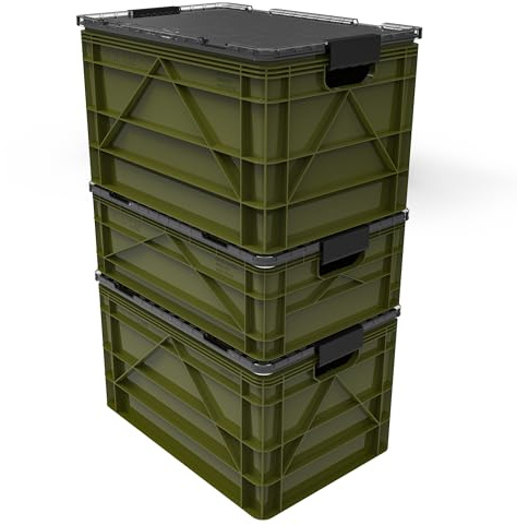 SIDIO CRATE Starter Pack PRO - Due contenitori impilabili per esterni con coperchio trasparente e divisori - Verde