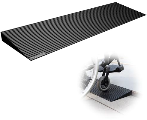 Ruedamann 1.8 Rise Threshold Ramp for Doorways, Sturdy Rubber Threshold Ramp, Non-Slip Power Door Ramps for Wheelchairs is Adjustable and Cuttable for Doorways,Curb, Scooters, Driveways
