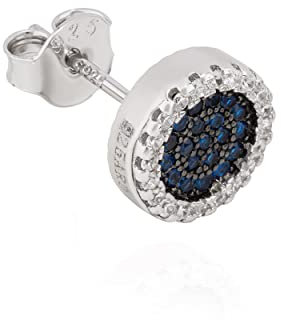 NKlaus Par 8,5 mm kelk stud örhängen 925 silver zirkonia blå och vit herrörhänge 11219