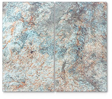 DEQORI Herdabdeckplatten Glas | 2er Set 60x52 cm | Motiv Verfärbter Stein | Ceranfeld Abdeckplatten in Küche | Herd-Abdeckungen universal | Glasplatten & Schneidebretter für Kochplatte