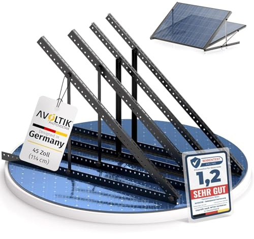 Avoltik Balkonkraftwerk Halterung 2er Set bis 114cm I Solarpanel Halterung für 2 Module I Verstellbar 0-90° I Ideal für Dach, Balkon & Boden