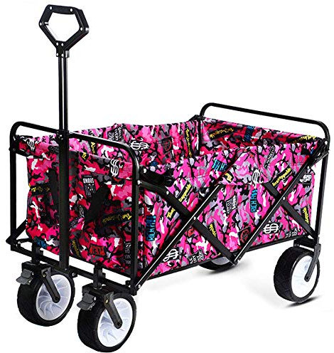 Zusammenklappbarer Servierwagen, Transportanhänger, Festival Essentials Cart mit Zuggriff, Gartenwagen, geeignet für alle Terrains, 100 kg