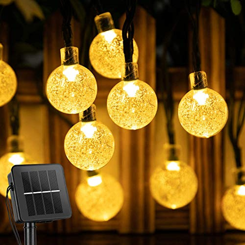 owwasd Guirnalda Luces Exterior Solares, 6.5M 30 LED Cadena de Luces Impermeable 8 Modos De Iluminación para Interiores y Exteriores Jardín, Navidad, Terraza, Patio, Fiestas (Blanco cálido)