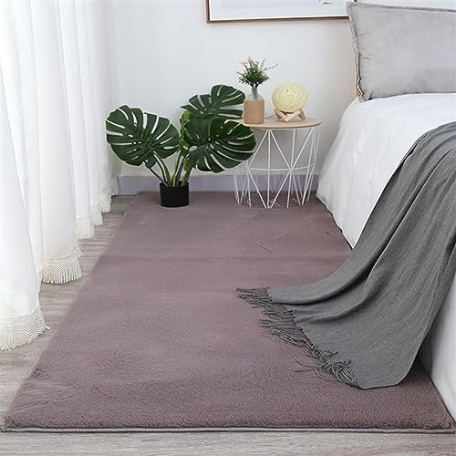 ZWPILY Hochflor Teppich Wohnzimmer Kinderzimmer Flauschig Fellteppich Kunstfell Fellimitat Plüsch Bettvorleger Einfarbig, Waschbar rutschfest, Modern Kunstfell Carpet,Lila,200x300 cm