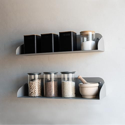 MILUKA Libreria da Parete Sospesa | Set 2 Mensole da Muro Design 60 cm | Libreria Modulare e Invisibili | Effetto Invisibile | Porta Libri e CD, Organizzazione Cucina e Decorazione