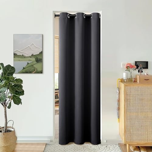 BGment Dunkelgrauer Türvorhang, 200 cm Länge, für Tür, Schlafzimmer, Schrankvorhang, Privatsphäre, Thermisch isoliert, Verdunkelungsösen, Raumteiler für Raumtrennung, 1 Paneel, 101,6 cm breit
