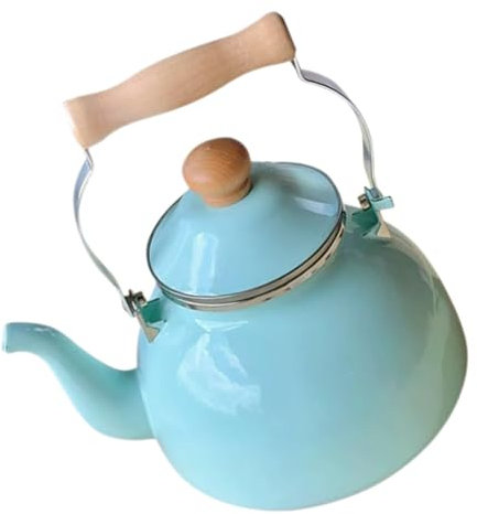 Teiera vintage Bollitore per l'acqua Induzione Bollitori per caffè con fischio Piano cottura Bollitore per vino di riso Bollitori per acqua bollente Brocca per acqua calda Smalto Bianco Addensare Bo