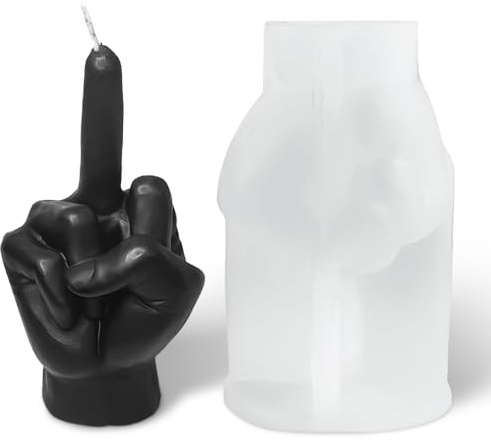 NICAVKIT Große Hand-Finger Silikonform Kerze, Handgemachtes Kerzenherstellung Set, Gesten Kerzen Formen Silikon Harz Formen für Handwerk Ornamente Fondant Duftkerze Soap | Mittelfinger geformte Harzgussform für die Herstellung von Kerzen, Backen, Seife, Wachs, Kuchen, Mousse, Eiscreme
