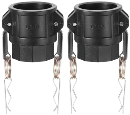 PATIKIL Poly Cam Lock Fittings, 2 Stück 1,5 Part D Weiblicher Adapter x Weibliches Gewinde Cam Groove Schlaucharmaturen Polypropylen Cam Lock Fittings, Schwarz