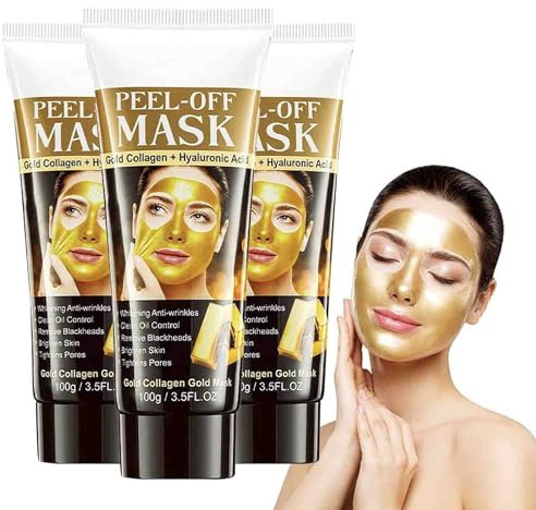 Gold Collagen Peel Off Face Mask, Anti-Wrinkle & Blackhead Removal Gold Foil Peel-Off Mask