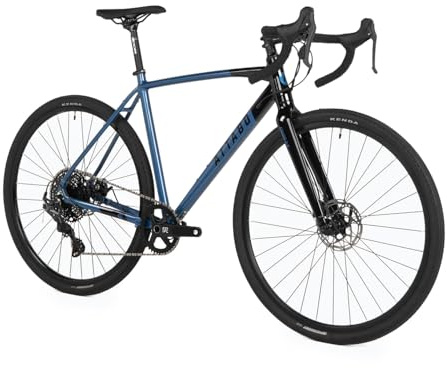 ATTABO Bicicleta Gravel Grado 2.0 con Cuadro de Aluminio 56 cm Manillar Ergonómico Frenos de Disco Mecánicos TEKTRO Azul Bici con Ruedas de 28 con Accesorios Sillín Ajustable 10 Velocidades