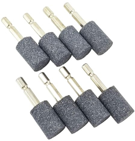 Malloy 8 Pièces de Meule Cylindrique - Pointe de Meulage Montée sur Pierre Abrasive à Tige Hexagonale de 1/4 de Pouce pour Perceuse à Outil Rotatif (20 Mm)