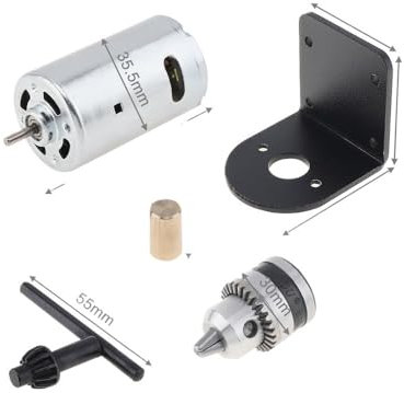 LTRAJUYNH 12V-36V 555 DC electronic starter Bench Drill Hand Drill Sanding Gadgets with Chuck and Mounting Bracket Lathe Press electronic starter Tools Set(Type-C 12-36V)