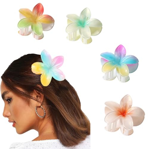 Zixrmor4 Stück Blumen Haarspangen, Farbe Haarklammern Große Haarklammer Blume für dickes Haar, starker Halt haarklammer, blumen klammer für Frauen Verlaufsfarbe blumen haar (Verlaufsfarbe)