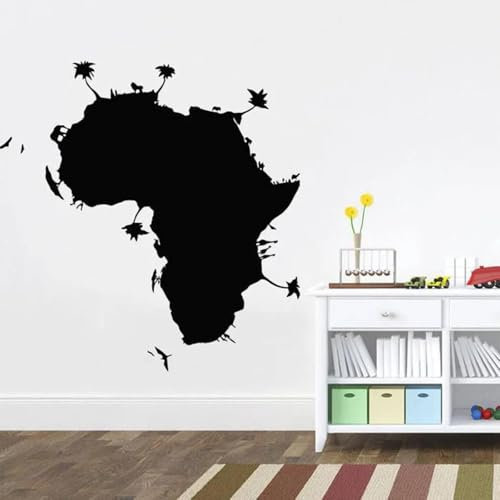 SABORR Adhesivo con diseño de mapa para pared de África, diseño de interiores del hogar, decoración artística de oficina, adhesivo de vinilo para pared, Mural extraíble