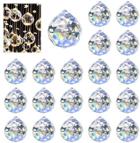 20 Bola de Cristal Transparentes Prisma, 20mm Colgante Atrapasoles Adornos para Boda, Hogar, Ventana