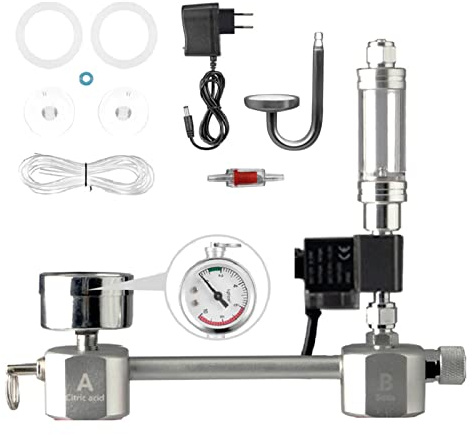 ACAGALA Kit generatore di CO2 per acquario fai da te, sistema generatore di CO2 con valvola solenoide di anidride carbonica reattore per piante acquari