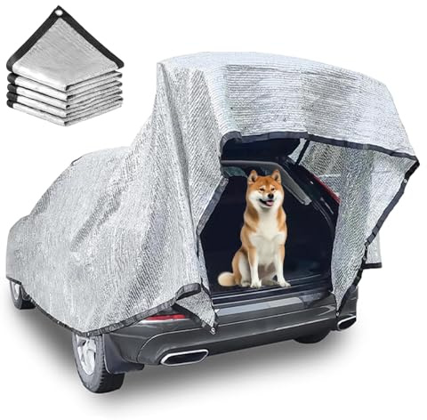 Filet D'ombrage Aluminet Voiture, Tissus Reflechissant Soleil 85%, Filet D'ombrage en Aluminium avec œillets, Filet d'ombrage de Voiture pour Chien pour Toit, Jardin (3x4M)
