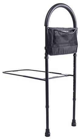Barandilla de Cama Ajustable, barandilla para Personas Mayores y Barra de Apoyo para levantarse Junto a la Cama con Bolsa organizadora, máx. 150 kg (Negro)