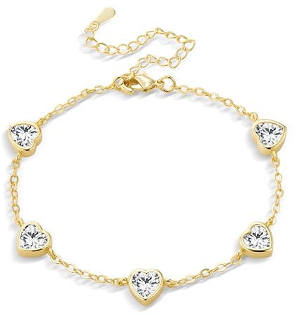 ASH'S CHOICE Silber 925 Armbänder 14K Vergoldet Charm Armkette für Damen | Verstellbar Armbänder für Damen Frauen Anhänger Charm Fußkettchen Freundschafts Armkette Muttertag Valentinstag Weihnachten
