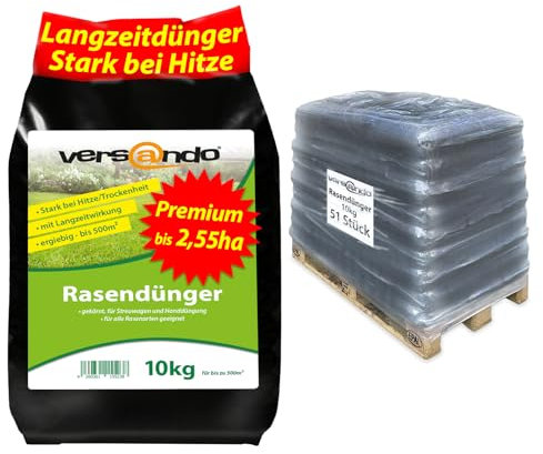 versando 510 kg Engrais gazon longue durée jusqu’à 2,55ha : apport nutritif parfait, effet longue durée jusqu’à 12 semaines, idéal pour une pelouse dense et verte – qualité premium
